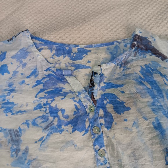 Habitat Clothes To Live In Blue‎ Tie Dye Tunic Xs Lagenlook Art To Wear  Beachy - Picture 2 of 10